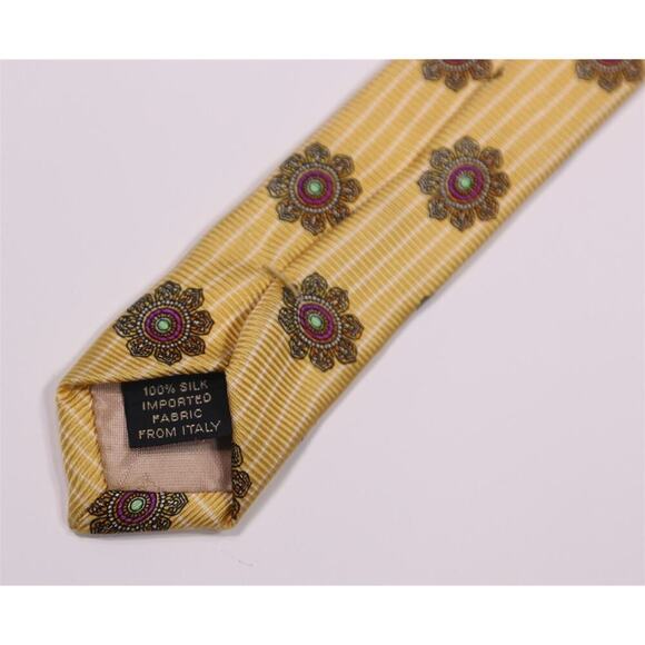 Versace Vintage 90's Gold Floral Medusa Head Silk Necktie Tie - Picture 5 of 6